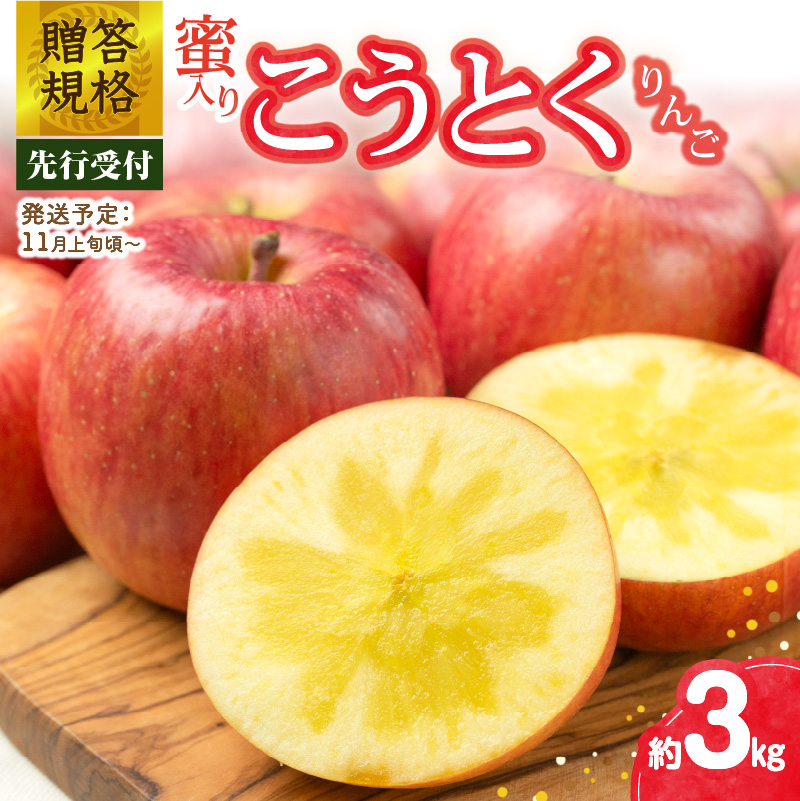 015-058 《先行受付》贈答規格 蜜入りこうとくりんご約3kg 特秀～秀【2026年11月上旬～発送予定】【大江町産・山形りんご・りんご専科 清野】