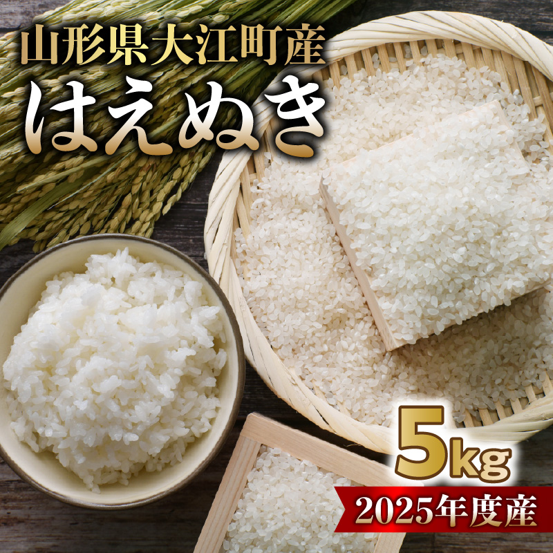 004-019 山形県大江町産 はえぬき5kg【2025年度産米】