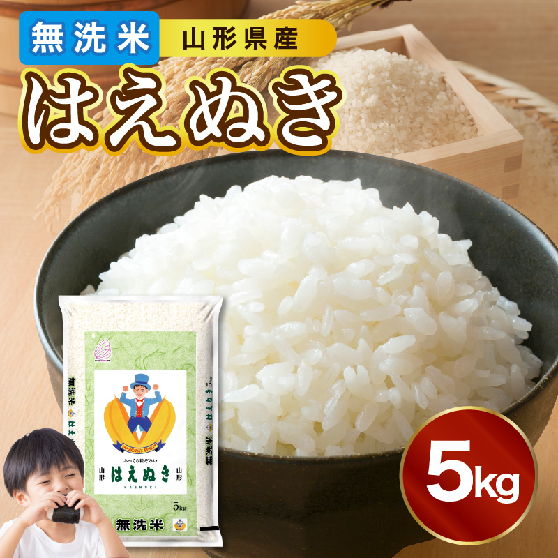 036-001　 山形県産 無洗米 はえぬき 5kg【山形県産 BG精米製法】【2025年度産米】