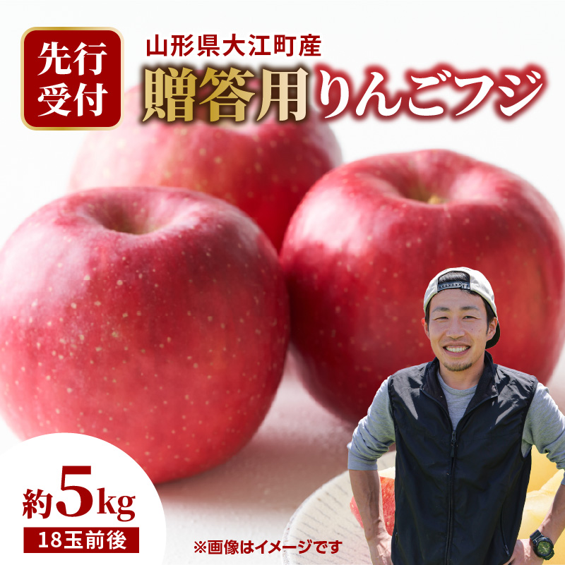 067-004 《先行受付》大江町産 贈答用リンゴふじ 約5kg 18玉前後【2026年11月下旬頃～順次発送予定】